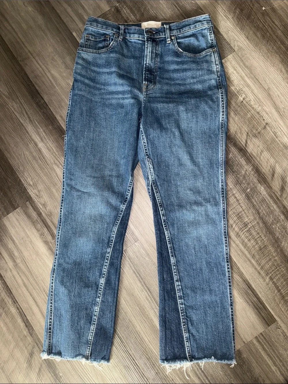 Everlane The Cheeky Bootcut Frayed Raw Hem Jeans Womens Size 29 Blue denim